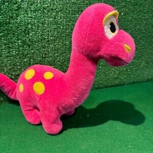 BJ Toys Inc pink brontosaurus dinosaur plush toy with yellow spots